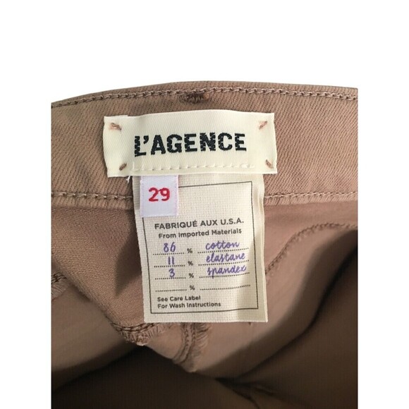 L'Agence Jeans Women's Size 29 Tan Cotton Blend Margot Skinny Waxed Denim - Picture 8 of 9